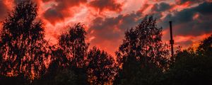 Preview wallpaper trees, sunset, sky, clouds, autumn, evening