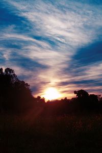 Preview wallpaper trees, sunset, sky, clouds, sunlight