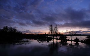 Preview wallpaper trees, sunset, sky, lake