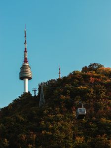 Preview wallpaper trees, tower, funicular