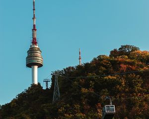 Preview wallpaper trees, tower, funicular