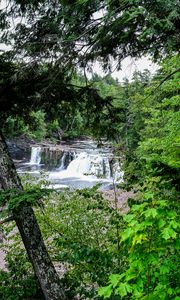 Preview wallpaper trees, waterfall, landscape, nature