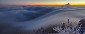 Preview wallpaper trees, winter, frost, snow, clouds