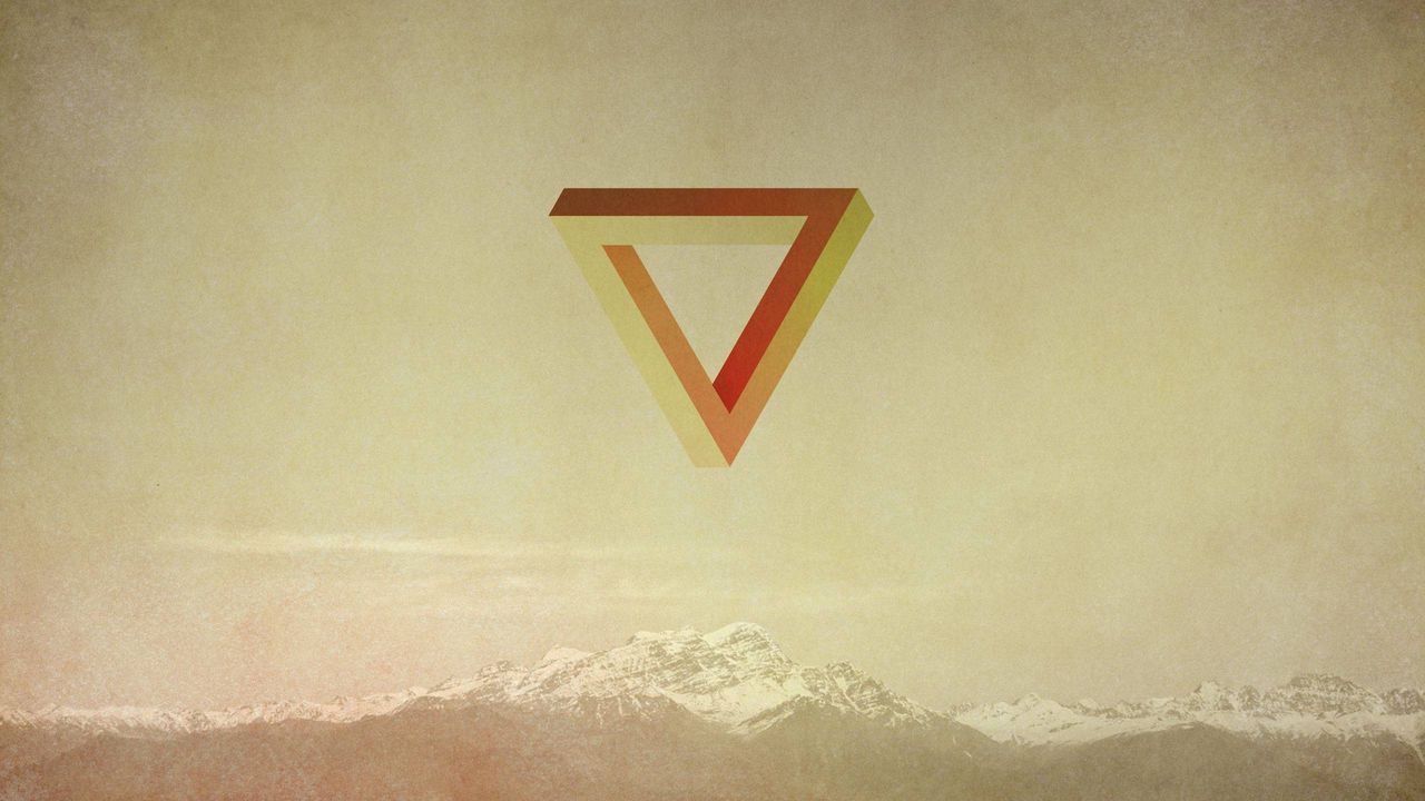Wallpaper triangle, abstract, waves, mountains