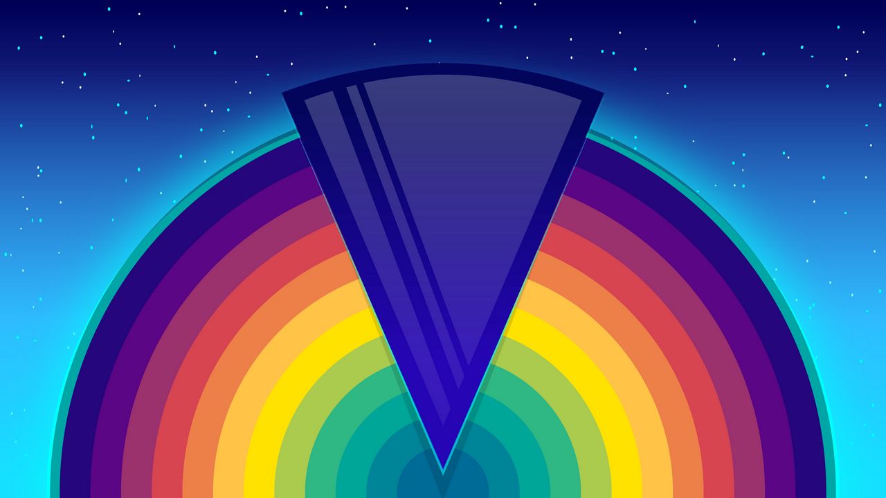 Wallpaper triangle, circle, colorful, rainbow, line