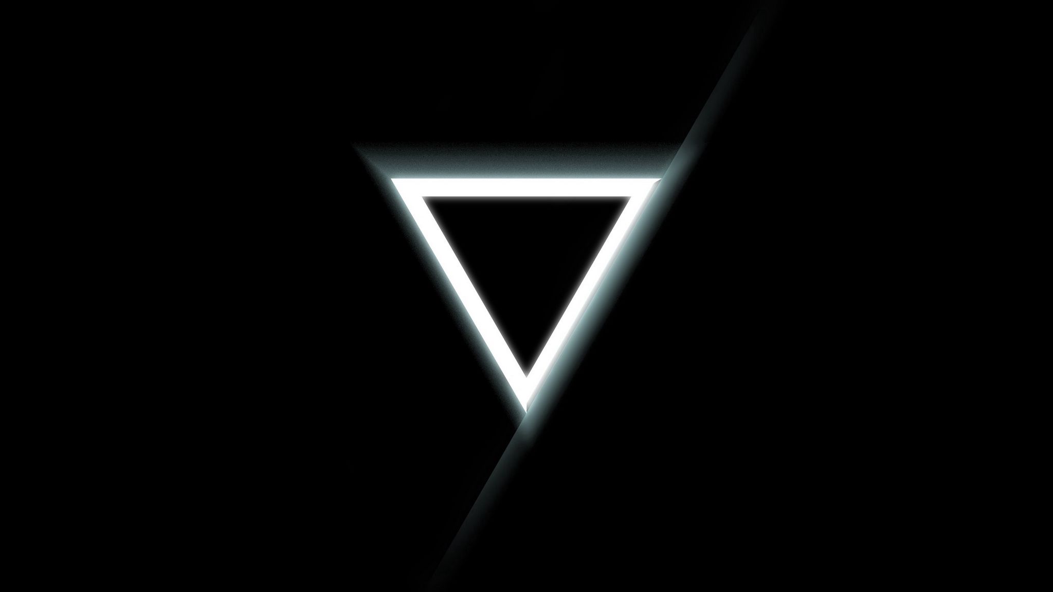 2048x1152 Wallpaper triangle, inverted, black, white