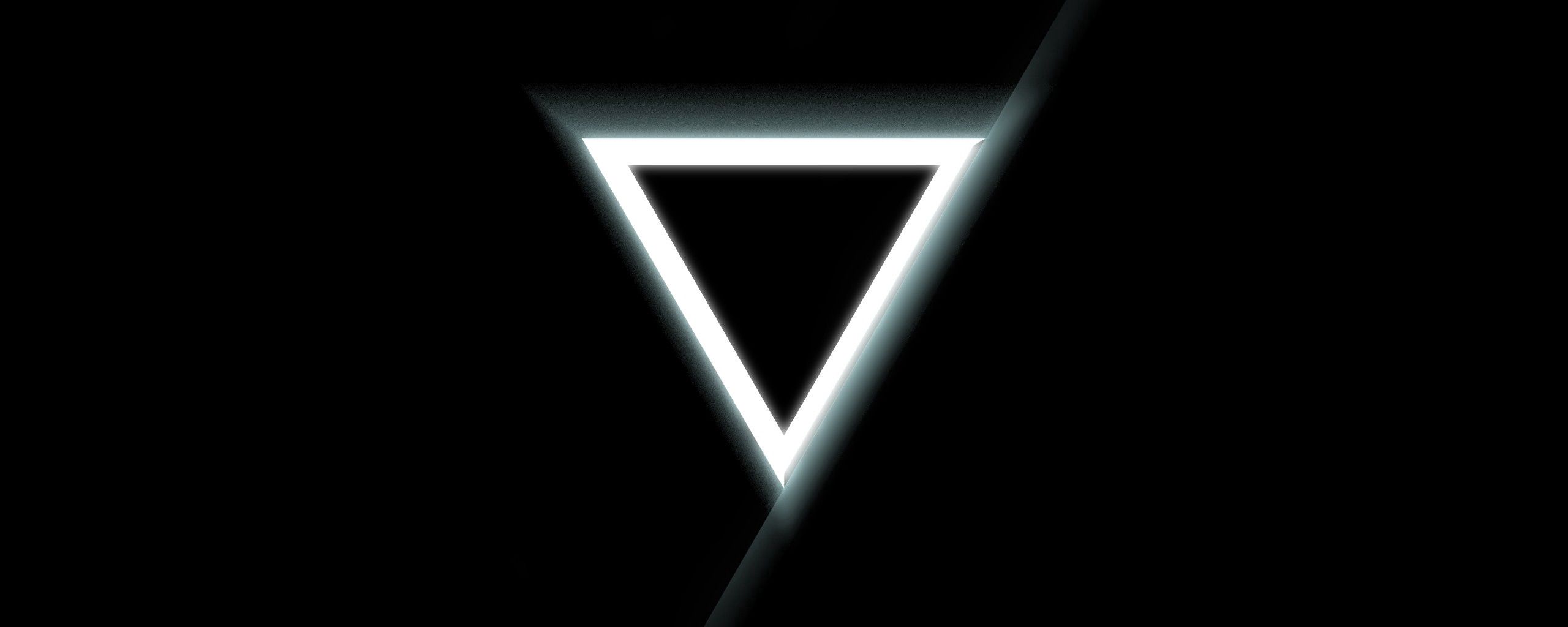 2560x1024 Wallpaper triangle, inverted, black, white