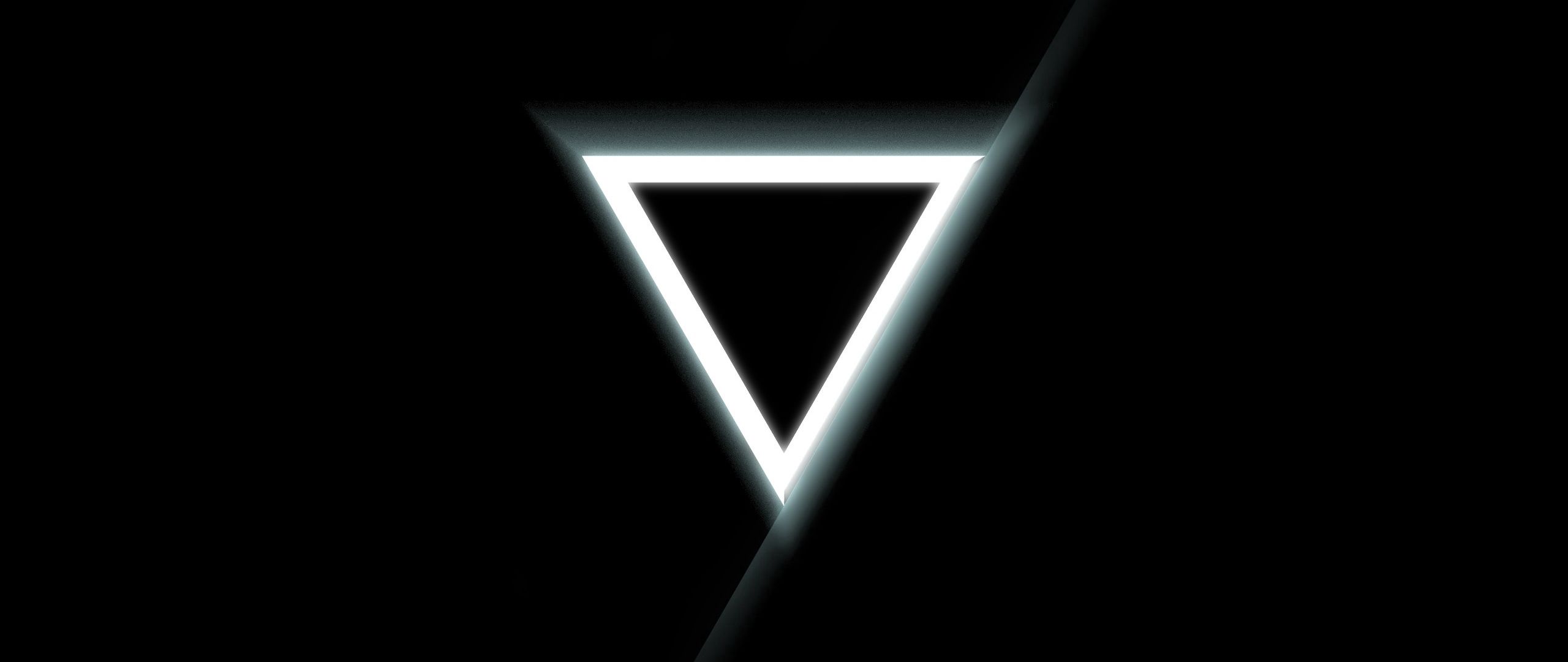 2560x1080 Wallpaper triangle, inverted, black, white