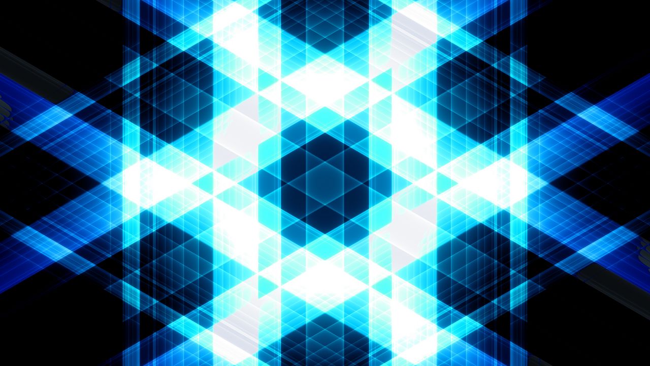 Wallpaper triangles, stripes, glow, abstraction, blue