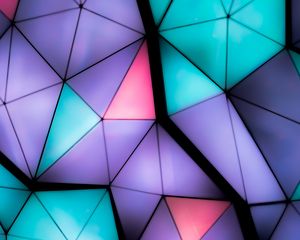 Preview wallpaper triangles, volume, fragments, colorful, backlight