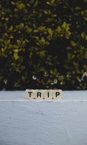 Preview wallpaper trip, cubes, word, beach