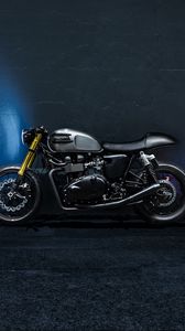 Preview wallpaper triumph bonneville, motorcycle, wall