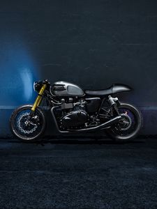 Preview wallpaper triumph bonneville, motorcycle, wall