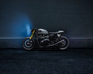 Preview wallpaper triumph bonneville, motorcycle, wall