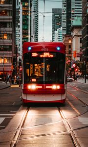 Preview wallpaper trolleybus, rails, transport, city, urban