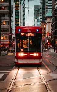 Preview wallpaper trolleybus, rails, transport, city, urban