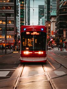 Preview wallpaper trolleybus, rails, transport, city, urban