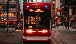 Preview wallpaper trolleybus, rails, transport, city, urban