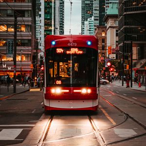 Preview wallpaper trolleybus, rails, transport, city, urban