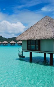 Preview wallpaper tropical, bungalows, sea, beautiful, summer