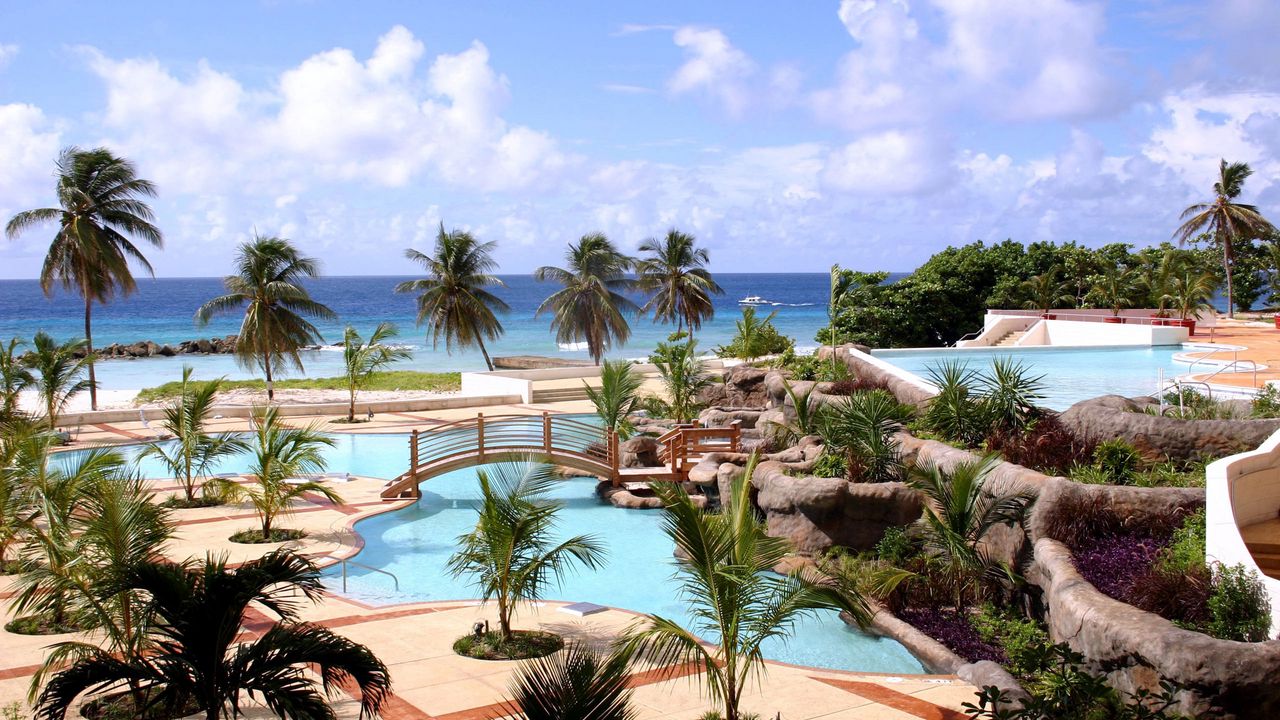 Wallpaper tropical, resort, palm trees, summer, beautiful