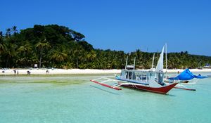 Preview wallpaper tropics, beach, boat, sky