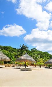 Preview wallpaper tropics, beach, palm trees, sand