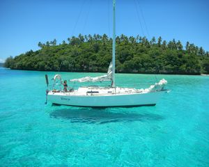 Preview wallpaper tropics, island, yacht