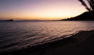 Preview wallpaper tropics, sea, palm trees, evening, shore