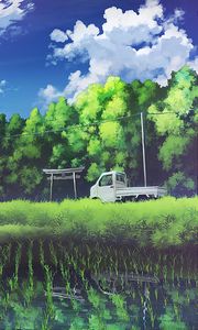 Preview wallpaper truck, crops, summer, art