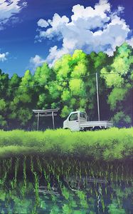 Preview wallpaper truck, crops, summer, art