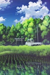 Preview wallpaper truck, crops, summer, art