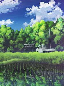 Preview wallpaper truck, crops, summer, art