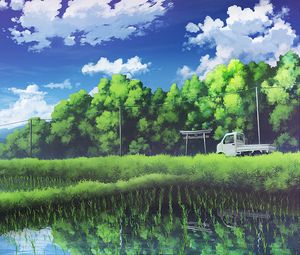 Preview wallpaper truck, crops, summer, art