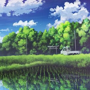 Preview wallpaper truck, crops, summer, art