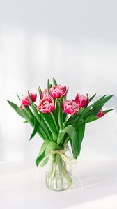 Preview wallpaper tulips, flowers, bouquet, pink, vase