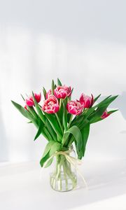 Preview wallpaper tulips, flowers, bouquet, pink, vase