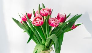 Preview wallpaper tulips, flowers, bouquet, pink, vase