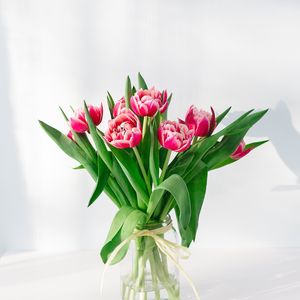 Preview wallpaper tulips, flowers, bouquet, pink, vase