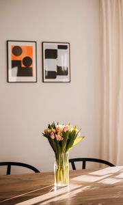 Preview wallpaper tulips, flowers, bouquet, vase, interior