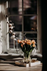 Preview wallpaper tulips, flowers, bouquet, light, aesthetics