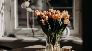 Preview wallpaper tulips, flowers, bouquet, light, aesthetics