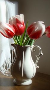 Preview wallpaper tulips, flowers, two-color, pitcher, chair, stole