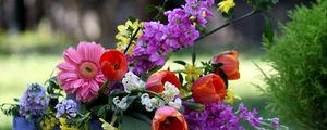 Preview wallpaper tulips, gerberas, lucius, basket, composition