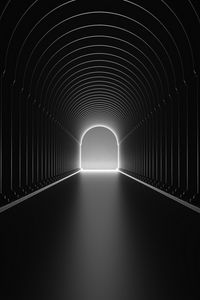 Preview wallpaper tunnel, arch, distance, bw, glow