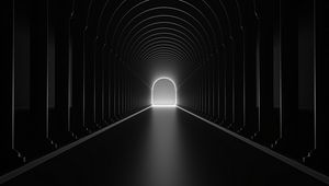 Preview wallpaper tunnel, arch, distance, bw, glow