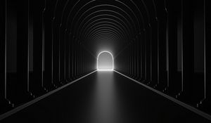 Preview wallpaper tunnel, arch, distance, bw, glow