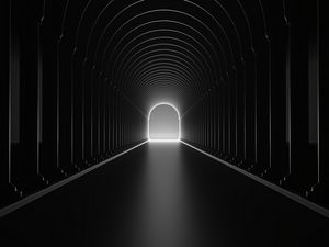 Preview wallpaper tunnel, arch, distance, bw, glow