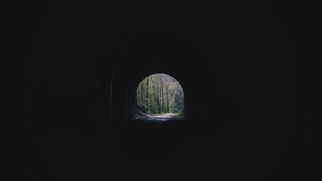 Wallpaper tunnel, arch, trees, alley, dark