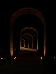 Preview wallpaper tunnel, arches, glow, dark